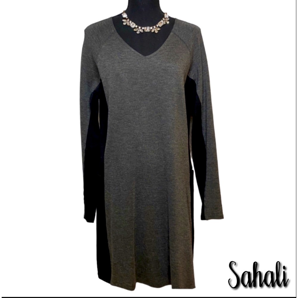 Color-block, V-neck stretch work-wear dress, M, By Sahalie